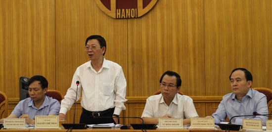 Chủ tịch UBND TP Nguyễn Thế Thảo phát biểu kết luận phiên họp tập thể UBND TP Hà Nội, nhằ